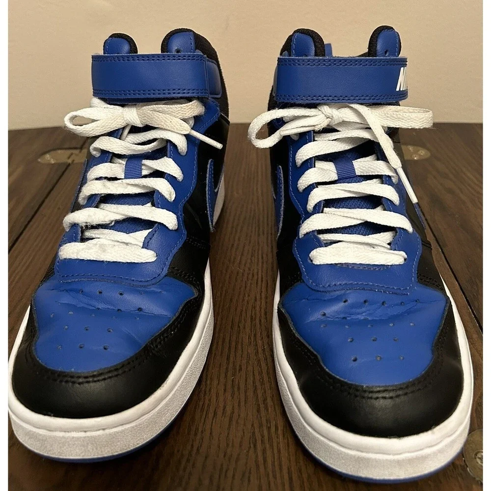 Nike Court Borough Mid 2 Black Royal Blue Size 6.5Y (DM8872-001) Youth‎